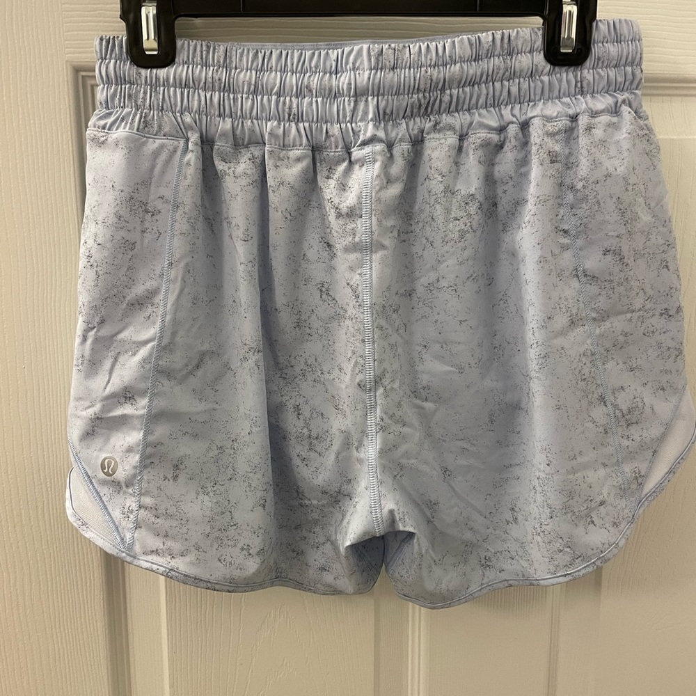 Size 8 lululemon blue running shorts, high rise, lined